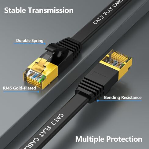 Cat 7 Ethernet Patch Cord Internet Cable Flat 50FT with Nails Shielded Ethernet LAN Cable with RJ45 Hyper Speed Internet Cables for Xbox PS4 Computer, Switch, Hubs (50Ft F-B) in Saudi Arabia