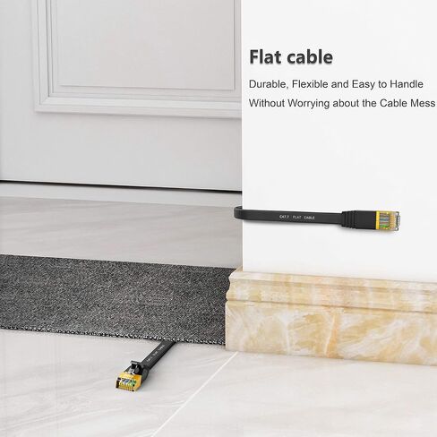 Cat 7 Ethernet Patch Cord Internet Cable Flat 50FT with Nails Shielded Ethernet LAN Cable with RJ45 Hyper Speed Internet Cables for Xbox PS4 Computer, Switch, Hubs (50Ft F-B) in Saudi Arabia