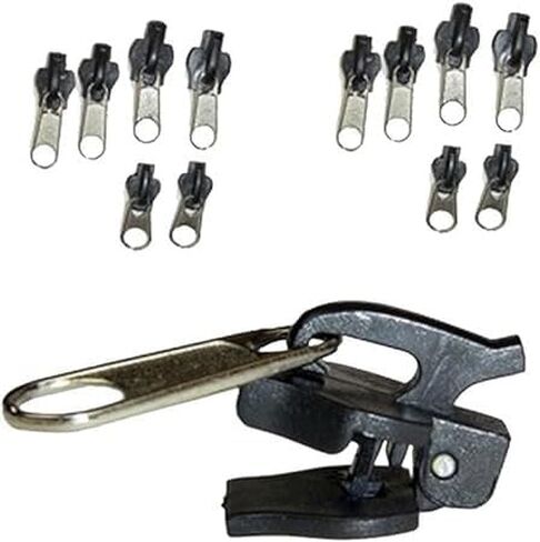 12Pcs Black Universal Instant Fix Zipper Repair Kit Replacement Zip Slider Teeth Zippers Crafts and Sewing Fasteners Sewing Notions in Saudi Arabia