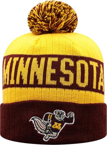 Top of the World NCAA Arctic Striped Cuffed Knit Pom Beanie Hat (Minnesota Golden Gophers/Gold, One Size Fits Most) in Saudi Arabia