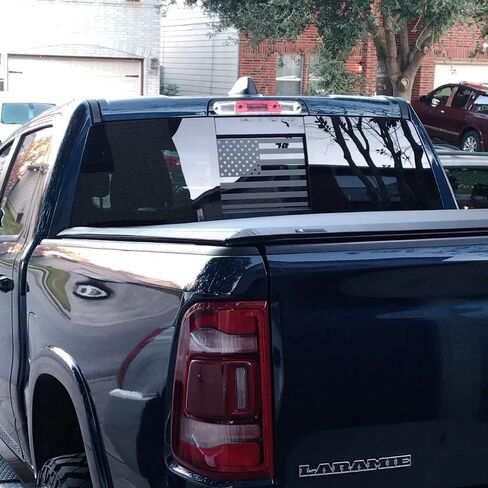 Zhizhong Rear Middle Window Decal Fits for 2014-2024 Chevy Colorado GMC Canyon, Blue Line American Flag Back Sliding Window Vinyl Sticker in Saudi Arabia