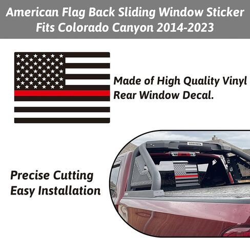 Zhizhong Rear Middle Window Decal Fits for 2014-2024 Chevy Colorado GMC Canyon, Blue Line American Flag Back Sliding Window Vinyl Sticker in Saudi Arabia