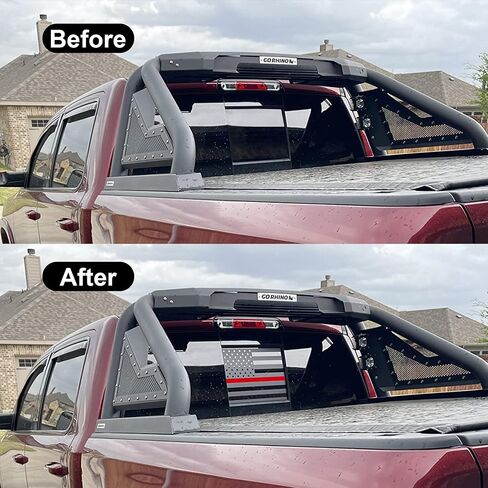 Zhizhong Rear Middle Window Decal Fits for 2014-2024 Chevy Colorado GMC Canyon, Blue Line American Flag Back Sliding Window Vinyl Sticker in Saudi Arabia