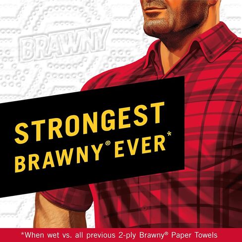 Brawny Tear-A-Square Paper Towels, 6 Double Rolls = 12 Regular Rolls, 3 Sheet Sizes (Quarter, Half, Full), Strength for All Messes, Cleanups, and Meal Prep in Saudi Arabia