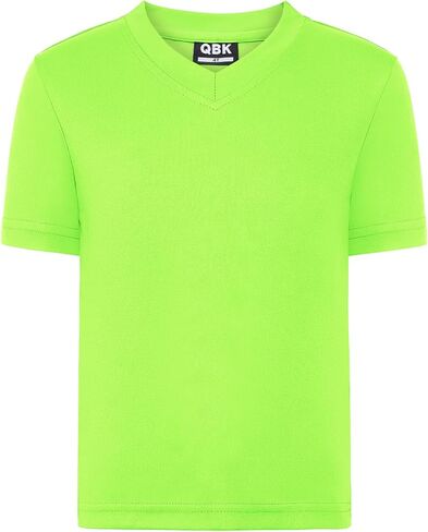 QBK 2T to Youth Neon T Shirt Kids Rash Guard UPF 50+ V-Neck Dry Fit Athletic Short Sleeve Shirts for Boys and Girls in Kuwait