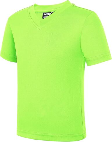 QBK 2T to Youth Neon T Shirt Kids Rash Guard UPF 50+ V-Neck Dry Fit Athletic Short Sleeve Shirts for Boys and Girls in Kuwait