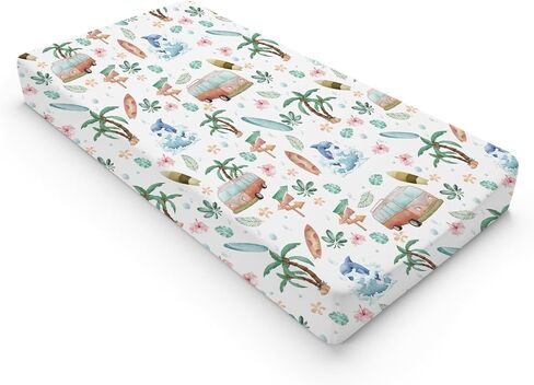 بوهو تصفح الصيف الشاطئ تغيير وسادة يغطي لصبي فتاة 32 ''x16'' شجرة جوز الهند ركوب الأمواج حافلة الاستوائية الزهور يترك موجة المجهزة تغيير الجدول ملاءات لينة تنفس الطفل تغيير الحصير الجدول in Kuwait