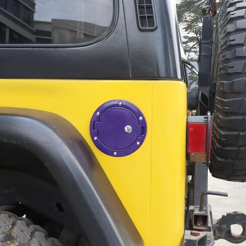 for TJ Locking Fuel Filler Door Gas Tank Cap Cover, Aluminum Fuel Door Exterior Accessories for 1997-2006 Jeep Wrangler TJ(Red) in Saudi Arabia