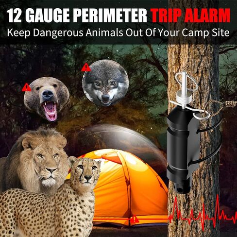 Perimeter Trip Alarm, 12 Gauge Camping Trip Wire Alarm Device, Early Warning Security System for Camping and Property Safety/Bear Deterrent Trip Alarm (Black) in Saudi Arabia