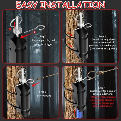 Perimeter Trip Alarm, 12 Gauge Camping Trip Wire Alarm Device, Early Warning Security System for Camping and Property Safety/Bear Deterrent Trip Alarm (Black) in Saudi Arabia