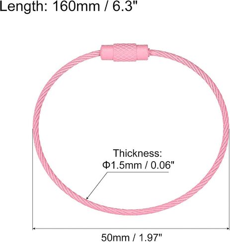 uxcell Cable Key Rings, 6.3"/ 160mm Wire Keychain Twist Loops for Lanyards, Keychains, Luggage Tags, Black, 8Pcs in Saudi Arabia