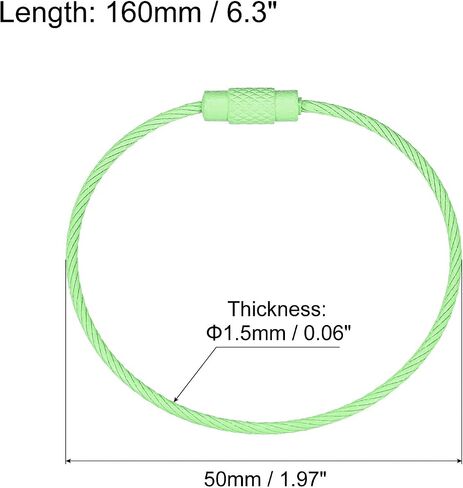 uxcell Cable Key Rings, 6.3"/ 160mm Wire Keychain Twist Loops for Lanyards, Keychains, Luggage Tags, Black, 8Pcs in Saudi Arabia