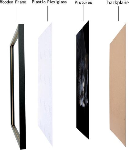 إطارات الملصقات مقاس 17 × 22 بوصة إطار صورة من الخشب الصلب باللون الأسود للملصق وإطارات الصور مقاس 17 × 22، بما في ذلك أدوات التعليق (F22B1722) in Kuwait