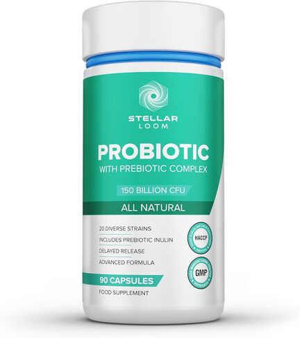 150 Billion CFU Probiotic & Prebiotics Complex for Gut Health - 20 Diverse Gut-Friendly Bacterial Cultures | 90 Vegan & Gluten-Free Capsules - 3 Months Supply in Saudi Arabia