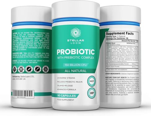 150 Billion CFU Probiotic & Prebiotics Complex for Gut Health - 20 Diverse Gut-Friendly Bacterial Cultures | 90 Vegan & Gluten-Free Capsules - 3 Months Supply in Saudi Arabia