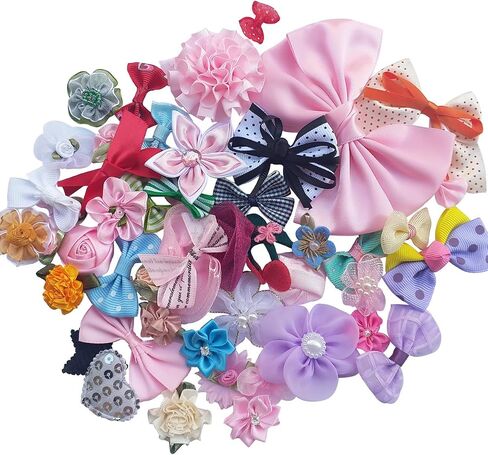 Chenkou Craft Mix Bulk 50pcs Ribbon Flowers Bows Craft Wedding Ornament Appliques A0241 in Saudi Arabia