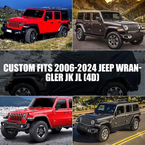 نصف غطاء سيارة بديل لسيارة جيب رانجلر 4 أبواب 2007-2024 JK JL، أغطية سيارات لجميع الأحوال الجوية مع باب بسحاب للحماية من الشمس والثلج والمطر والغبار والحائل in Saudi Arabia