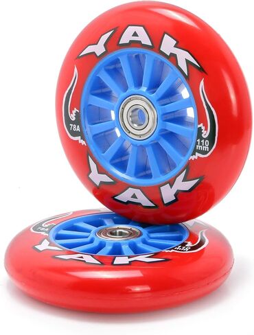 Classic 110mm Pro Stunt Scooter Wheels Red Pair - High Rebound Replacement Pro Scooter Wheels with Smooth ABEC-7 Bearings in Saudi Arabia