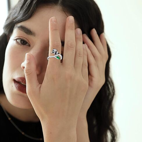 POPLYKE Panda Ring 925 Sterling Silver Panda Adjustable Open Rings Panda Jewelry Gifts for Women Girls Size 7 in Saudi Arabia