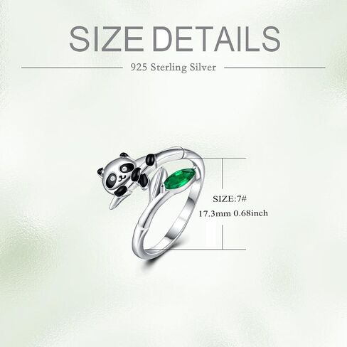 POPLYKE Panda Ring 925 Sterling Silver Panda Adjustable Open Rings Panda Jewelry Gifts for Women Girls Size 7 in Saudi Arabia