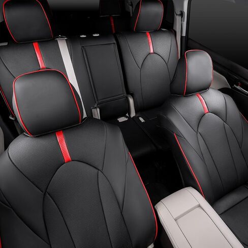غطاء مقعد Xipoo (جلد صناعي، مقاس مخصص) لسيارة Toyota Highlander، متوافق مع 2020-2024، 7 مقاعد، كرسي الكابتن في الصف الثاني، أسود + بني in Kuwait