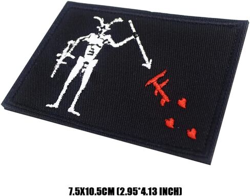 Blackbeard Flag Embroidered Patch Pirate Edward Teach Flags Tactical Patch Pride Flag Emblem Badge with Fastener Hook and Loop for Clothes Hat Patch Team Military Patch (Black, C Size2.95x4.13inch) in Saudi Arabia