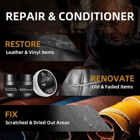 Black Leather Recoloring Balm, Leather Color Restorer, Leather Scratch Repair, Leather Balm, Black Leather Paint, Leather Sofa Stain Remover for Couch, Furniture and Car Seat in Saudi Arabia