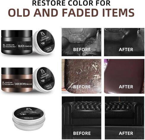 Black Leather Recoloring Balm, Leather Color Restorer, Leather Scratch Repair, Leather Balm, Black Leather Paint, Leather Sofa Stain Remover for Couch, Furniture and Car Seat in Saudi Arabia