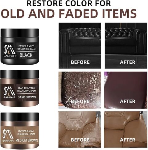 Black Leather Recoloring Balm, Leather Color Restorer, Leather Scratch Repair, Leather Balm, Black Leather Paint, Leather Sofa Stain Remover for Couch, Furniture and Car Seat in Saudi Arabia