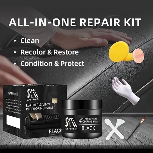 Black Leather Recoloring Balm, Leather Color Restorer, Leather Scratch Repair, Leather Balm, Black Leather Paint, Leather Sofa Stain Remover for Couch, Furniture and Car Seat in Saudi Arabia