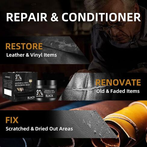 Black Leather Recoloring Balm, Leather Color Restorer, Leather Scratch Repair, Leather Balm, Black Leather Paint, Leather Sofa Stain Remover for Couch, Furniture and Car Seat in Saudi Arabia
