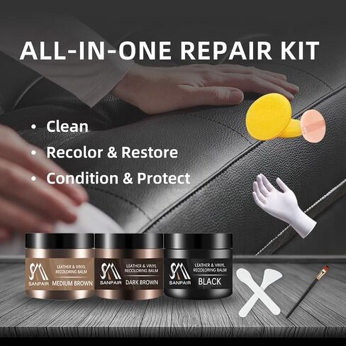 Black Leather Recoloring Balm, Leather Color Restorer, Leather Scratch Repair, Leather Balm, Black Leather Paint, Leather Sofa Stain Remover for Couch, Furniture and Car Seat in Saudi Arabia