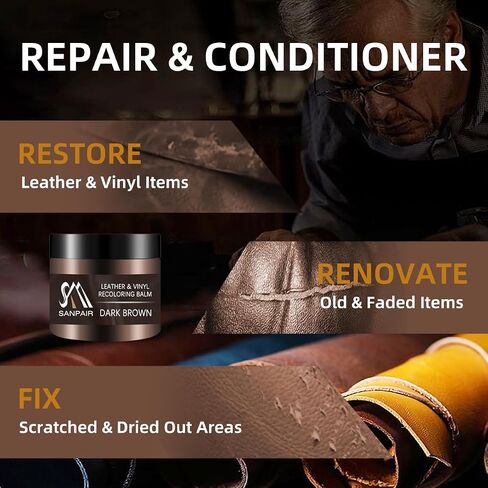 Black Leather Recoloring Balm, Leather Color Restorer, Leather Scratch Repair, Leather Balm, Black Leather Paint, Leather Sofa Stain Remover for Couch, Furniture and Car Seat in Saudi Arabia