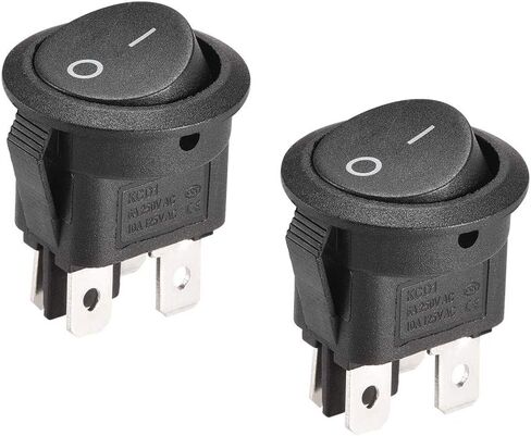 Uxcell DPST قارب الروك التبديل جولة تبديل التبديل للقوارب البحرية 4 دبابيس تشغيل/إيقاف AC250V/6A 125 فولت/10A 2 قطعة in Kuwait