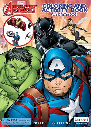 Marvel Avengers 48-Page Color & Activity Book with Tattoos, Bendon 45655 in Saudi Arabia