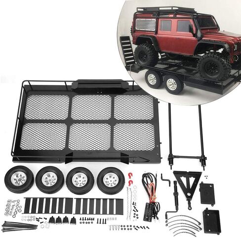 مقطورة سيارة Tbest 1/10 RC، ملحق مقطورة سيارة معدنية مع أربعة إطارات تناسب سيارة TRX4 1/10 RC in Saudi Arabia