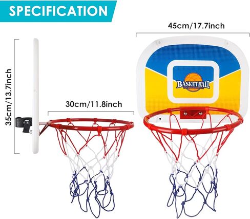 Trampoline Basketball Hoop, Teenager Basketball Hoop for Trampoline with Pump and 2 Mini Ball, Fit for Straight Pole in Kuwait
