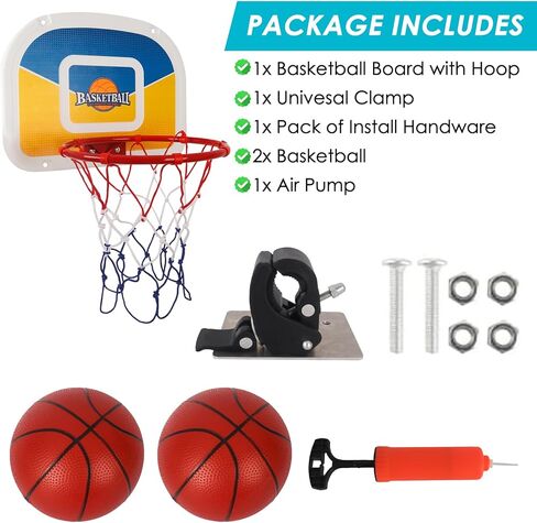 Trampoline Basketball Hoop, Teenager Basketball Hoop for Trampoline with Pump and 2 Mini Ball, Fit for Straight Pole in Kuwait