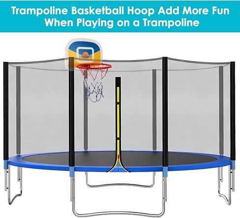 Trampoline Basketball Hoop, Teenager Basketball Hoop for Trampoline with Pump and 2 Mini Ball, Fit for Straight Pole in Kuwait