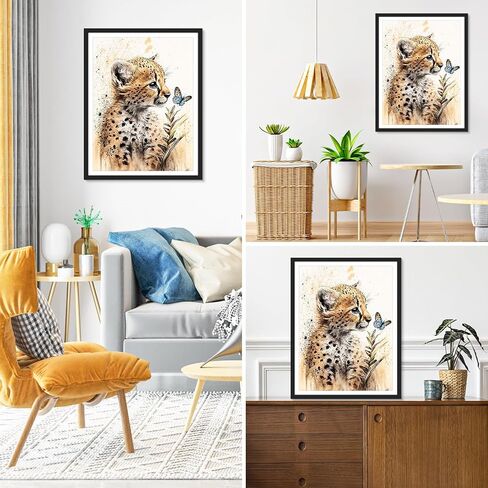 MOBDEA لوحة ماسية ليوبارد، مجموعات طلاء ماسية، مجموعات فنية ماسية خماسية الأبعاد، لوحات نقاط ماسية كاملة للمبتدئين، مجموعات طلاء ماسية للحيوانات لديكور الحائط المنزلي 30 × 40 سم in Kuwait