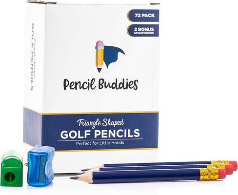 Pink Golf Pencils With Erasers for Kids, 72 Triangular Premium Pink Half Pencils and 2 Sharpeners (Light Pink) in Saudi Arabia