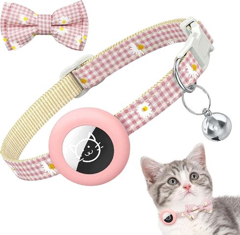 Air Tag Kitten Collar with Bell - Stylish Cat Collars with Bow Tie, Kitten Collar Breakaway with Adjustable Buckle Suitable for Cats and Puppies - Black Cat Collar in Saudi Arabia