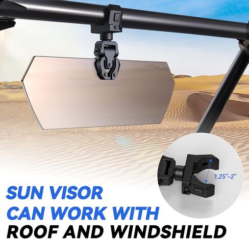 UTV Sun Visor، 1.25 "-2" شريط لفة يعمل مع الزجاج الأمامي مناسب لـ Polaris Ranger RZR 1000 XP Turbo Can am Defender Maverick X3 Kawasaki Mule Pioneer 1000 YXZ Teryx، ملحقات UTV in Kuwait
