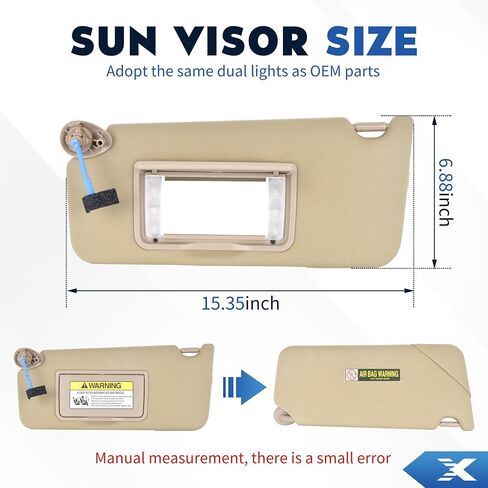 Car Beige Passenger Right Sun Visor for Honda Accord 2008 2009 2010 2011 2012 2013 2014 2015 2016 2017 Sun Protection Visors Replaces# 83230TA0A91ZA，83230TA0A91ZB in Saudi Arabia