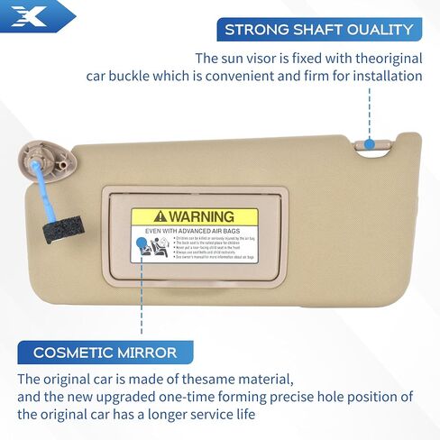 Car Beige Passenger Right Sun Visor for Honda Accord 2008 2009 2010 2011 2012 2013 2014 2015 2016 2017 Sun Protection Visors Replaces# 83230TA0A91ZA，83230TA0A91ZB in Saudi Arabia