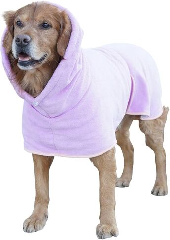 Dog Drying Coat with Hood, Adjustable Soft Wrap Bathrobe with Buckle, Super Absorbent Fast Drying Tower for Small, Medium, Large Dog Cats (X-Large, Purple) in Saudi Arabia
