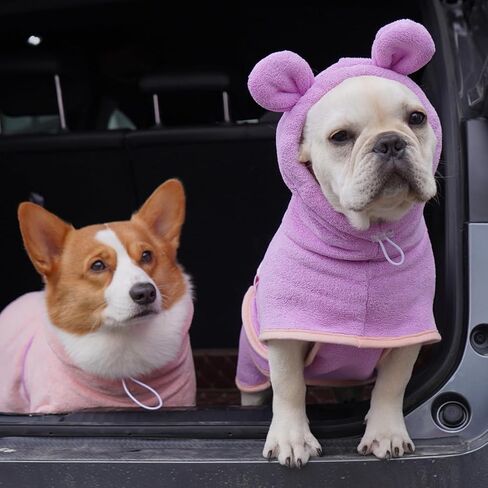 Dog Drying Coat with Hood, Adjustable Soft Wrap Bathrobe with Buckle, Super Absorbent Fast Drying Tower for Small, Medium, Large Dog Cats (X-Large, Purple) in Saudi Arabia