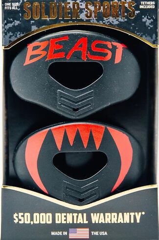 Beast - BLK/Gold Lip Protector MOUTHGUARD 2-Pack, One Size Fits All, Works with or Without Braces, Includes Tethers, Football, All Sports in Saudi Arabia