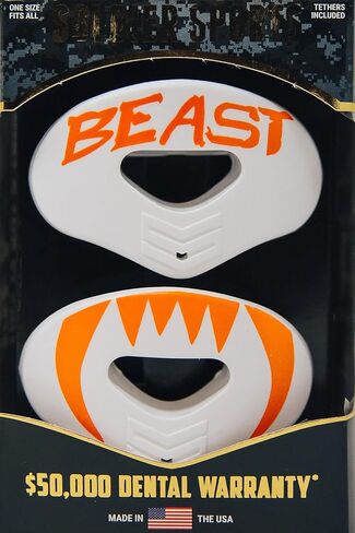 Beast - BLK/Gold Lip Protector MOUTHGUARD 2-Pack, One Size Fits All, Works with or Without Braces, Includes Tethers, Football, All Sports in Kuwait