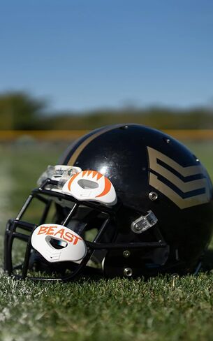 Beast - BLK/Gold Lip Protector MOUTHGUARD 2-Pack, One Size Fits All, Works with or Without Braces, Includes Tethers, Football, All Sports in Kuwait